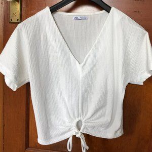 Zara white v-neck top